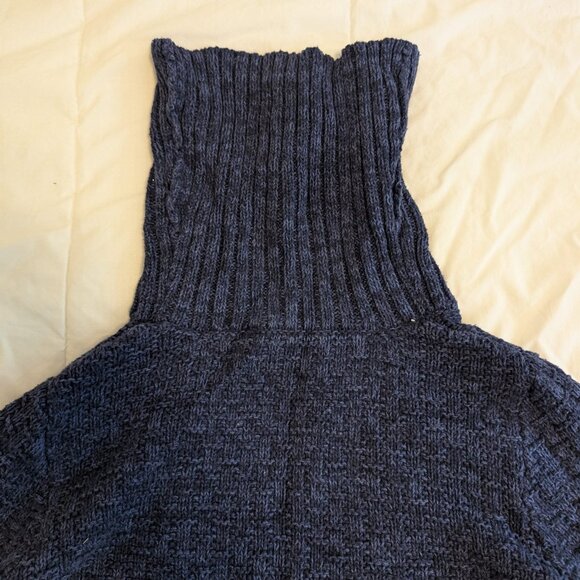 Hilary Radley Blue Textured Turtleneck Sweater M Cotton Blend - Picture 2 of 7